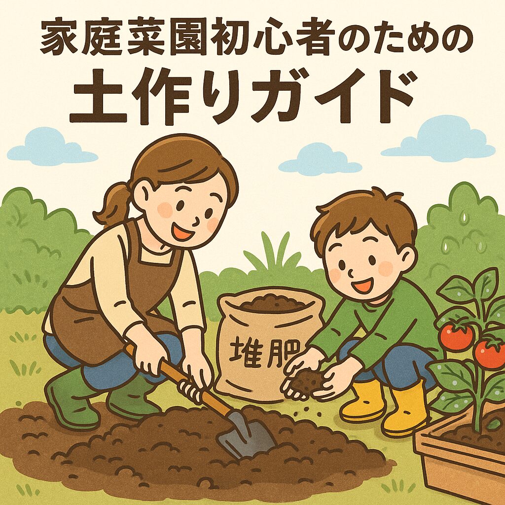 親子で土作りをしているところ