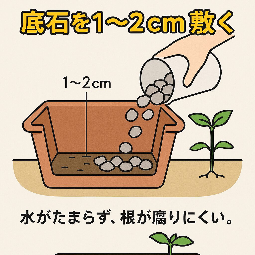 底石を1〜2cm敷く